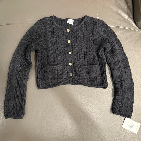 Abercrombie & Fitch Black Cable-Knit Cardigan and Red Heart Top - Picture 6 of 9